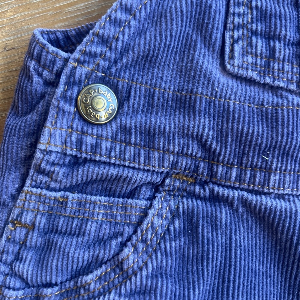 Vintage Baby‎ Gap Blue Jeans Infant 3-6 Mos Corduroy Overalls Snap Crotch Purple - Picture 4 of 8